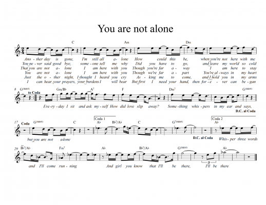 Sheet nhạc bài hát you are not alone